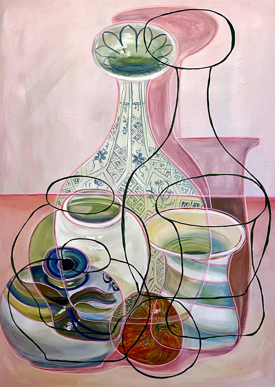 Pottery Vases & Apple