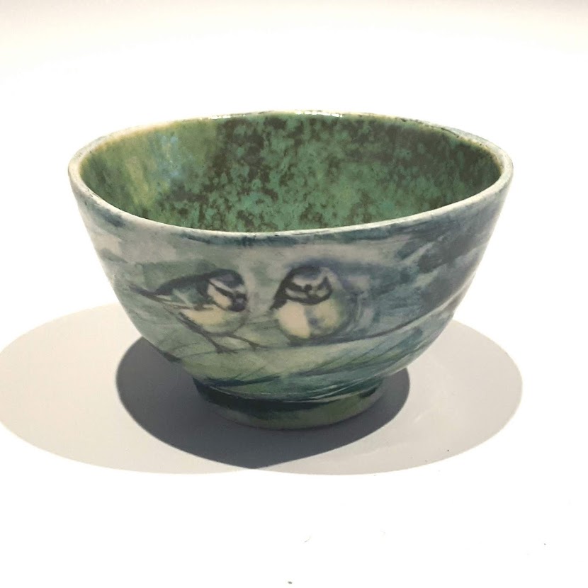 Tiny Tea Bowl with Blue Tits
