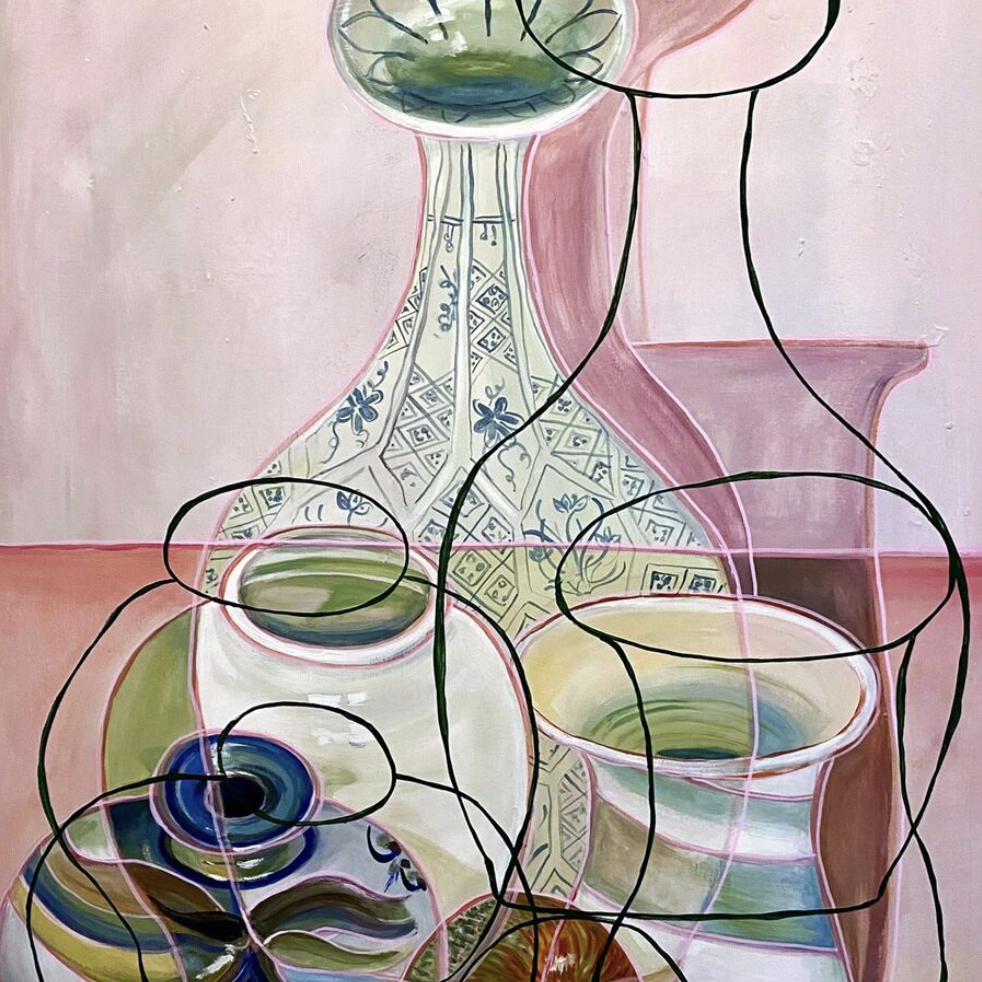 Pottery Vases & Apple